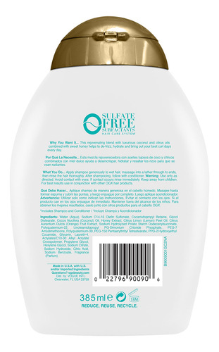Champú Ogx Coconut Curls: Definición Hidratante