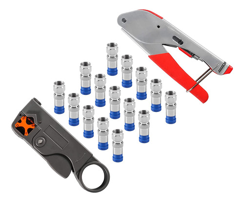 Kit Engarzador De Cables Coaxiales Para Rg6 Rg59, Compresión
