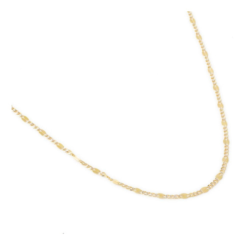 Cadena Martillada Bitono 2mm Oro Italiano Solido 10k 60cm Color Dorado