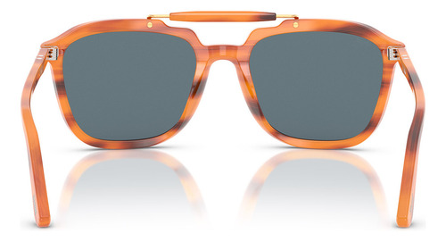 Óculos De Sol Persol Senna Series Po0203s 960/r5-57 Cor Marrom Armação Marrom Haste Marrom Lente Azul