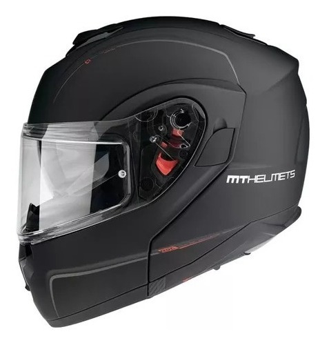 Casco Moto Rebatible Mt Atom Negro Mate Doble Visor Dafy