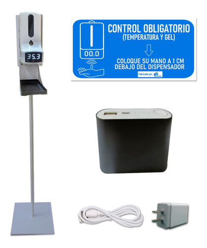 Kit Dispensador Y Termometro Automatico K9 Pro + Pedestal V6 Fragancia Blanco