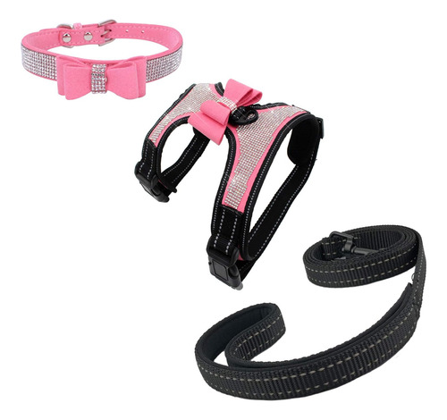 Newtensina 3 Piezas Pajaritas Bling Lindo Arnés Para Perro Y