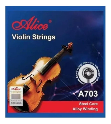 Encordado De Violin 4/4 Alice De Acero