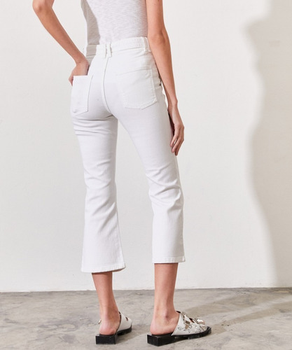 Jeans Blanco Kosiuko Con Cinturón Bootcut Belt White