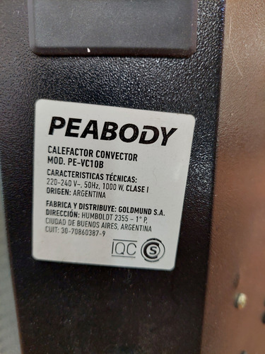 Vitroconvector Eléctrico Peabody Pe-vc10 Blanco 1000w Blanco (Usado)