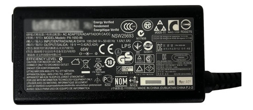 Cargador Para Acer Liteon Pa-1650-86 65w Punta Amarila Negro (Reacondicionado)