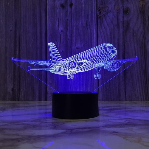 W B Luz Nocturna 3d Tipo Avión Para Niño, 16 Colores Y Niñas