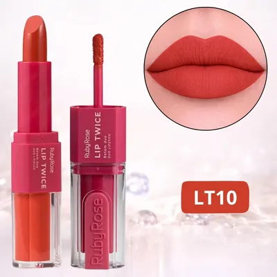 Batom Duo Matte Líquido E Bala Lip Twice Ruby Rose Lt10