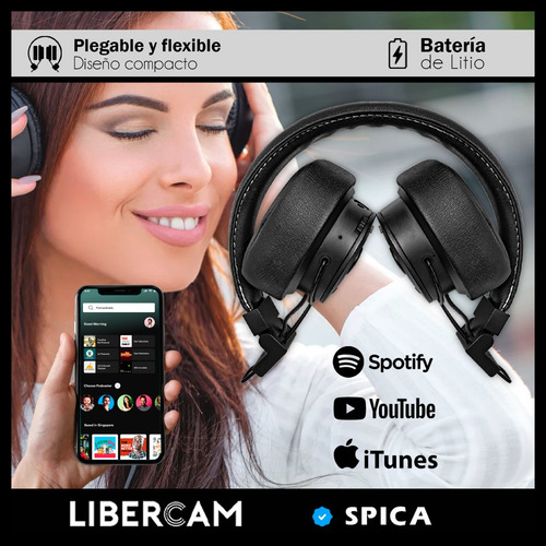Imagen 8 de 10 de Auriculares Spica Sp-420 Vincha Bluetooth Inalambrico Radio