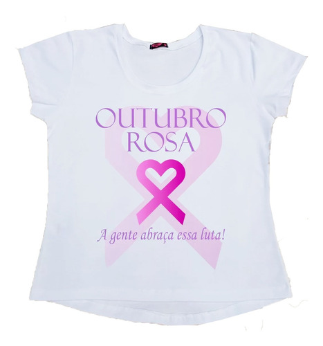 Imagem 2 de 3 de Camiseta Feminina Rosa Outubro Coração Linda Oferta
