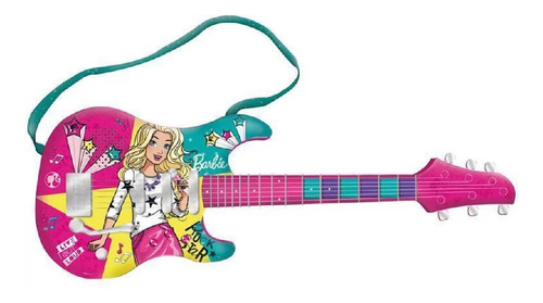 Brinquedo Guitarra Fabulosa Barbie Com Mp3 Da Fun F0004-5