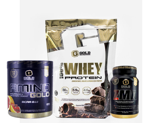 Combo Crecimiento Whey Protein + Amino + Zma Gold Nutrition