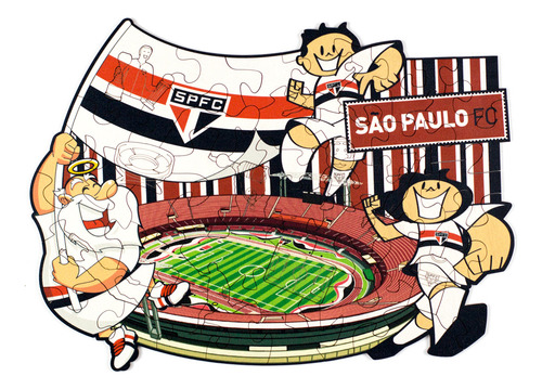 Quebra-cabeça São Paulo Fc Kids 50 Peças De Madeira - Puzi