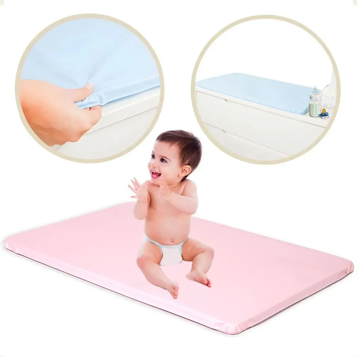 Trocador Fraldas Cômoda Impermeável Bebê Menino Menina Slim Rosa Trocador De Fraldas Cômoda