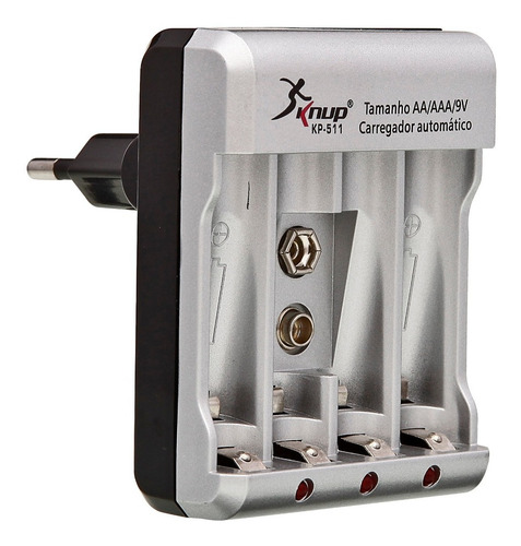 Carregador De Pilhas Aa, Aaa E Bateria 9v Kp-511