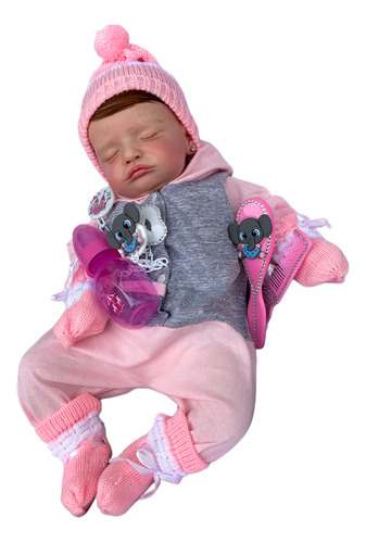 Boneca Bebê Reborn Com Cabelinho Recém Nascida Molinha