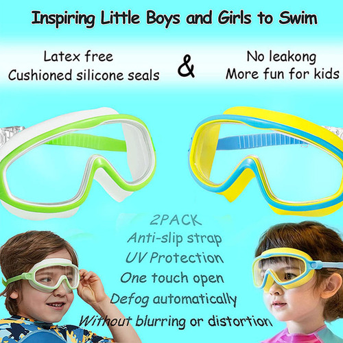 Gafas De Natación: Antivaho, Vista Amplia For Niños Y Niñas