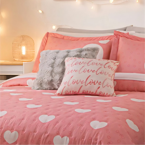 Colcha Lovely Concord Microfibra Individual Rosa