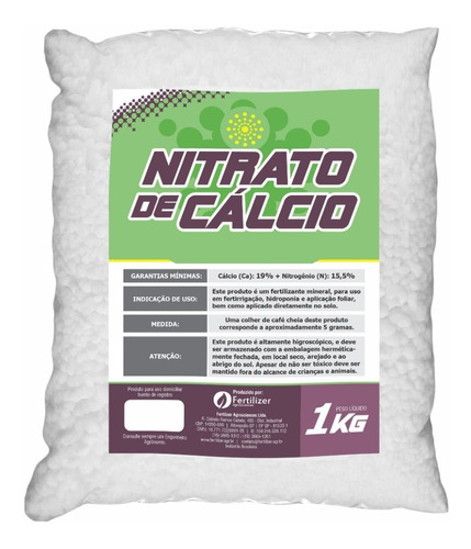 Nitrato De Cálcio Adubo Solúvel Para Hidroponia Foliar 1 Kg