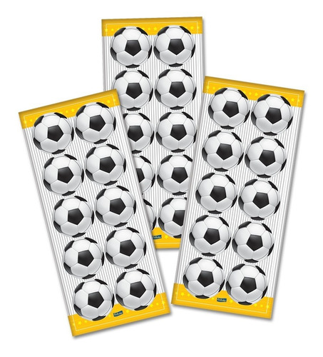 30 Adesivos Bola Futebol - 3 Cartelas Com 10 Adesivos Cada