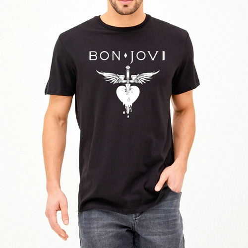 Polera Estampada Unisex Moda Bandas Bon Jovi