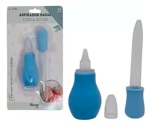 Aspirador Nasal Bebê Higiene Nariz Sugador De Catarro Cor Azul