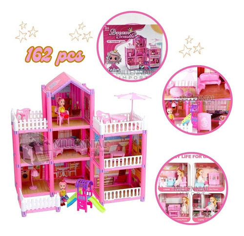 Casa De Muñecas Con 7 Habitaciones 3 Niveles Juego Infantil