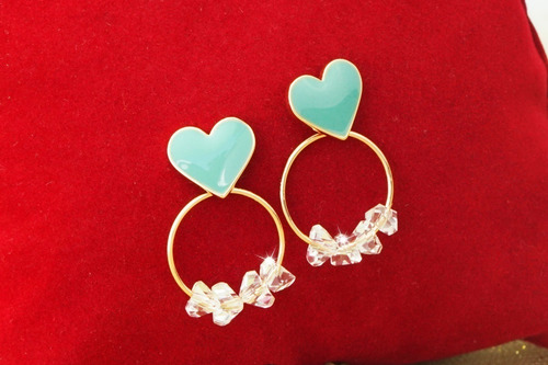 Imagen 3 de 8 de Aretes Pendientes Oro 18k Corazón Dama Regalo Mama Elegante