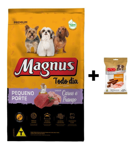 Magnus Todo Dia Pequeno Porte Carne E Frango 3kg + Petisco