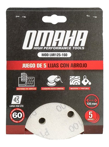 Lija Disco Roto Orbital 125mm Con Abrojo Pack X5