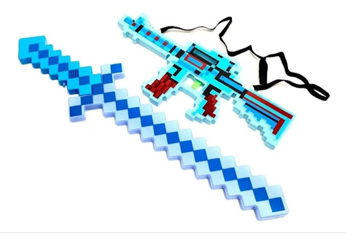 Kit Espada + Arma Minecraft Diamante Gamer Youtuber!!! 