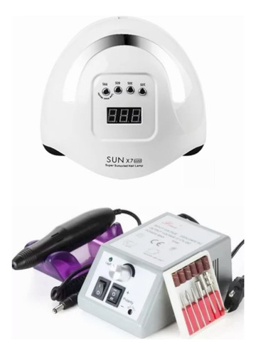 Lampara Uv Led Manicure 180w + Torno Para Manicure De Uñas