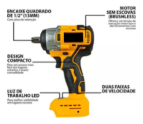 Chave De Impacto Profissional Led 2 Baterias 48v Com Maleta