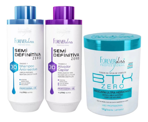 Kit Semi Definitiva 1000ml + Botox Btx Zero 1kg Forever Liss