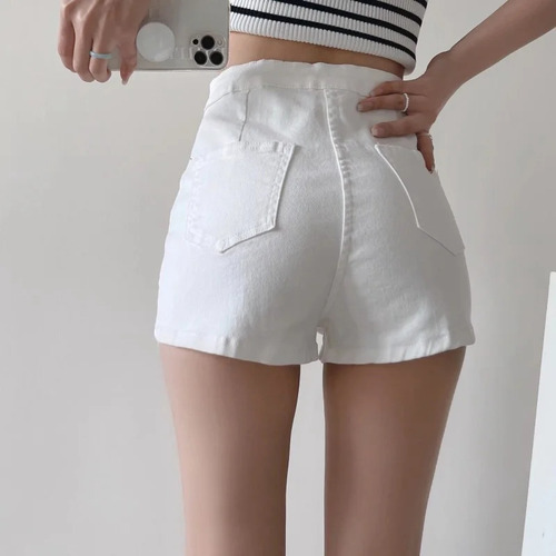 Pantalones Cortos De Mezclilla Elásticos De Cintura Alta Par