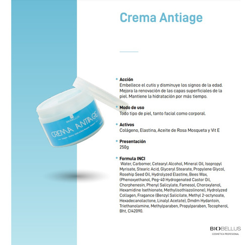 Exfoliante Facial 250 + Antiage 250 Biobellus