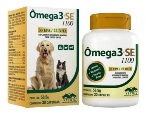 Omega 3+se 110 Suplemento Vitamínico Para Cães E Gatos