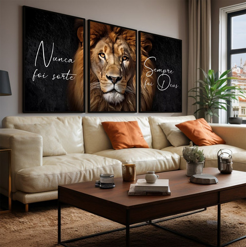 Quadro Decorativo Leão Nunca Foi Sorte Animais P Sala 60x80