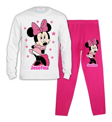 Pijama Largo Minnie Mouse 1  Niña Personalizado Algodón 