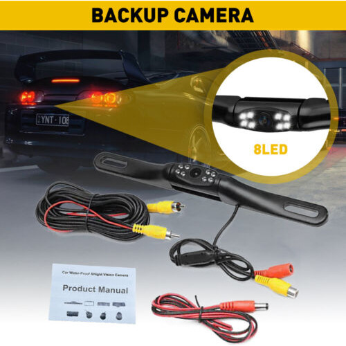 1x License Plate 8led Car Rear View Reverse Backup Camer Oad