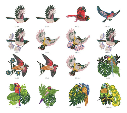54 Matrices P/ Maquinas De Bordar Aves Muy Coloridas