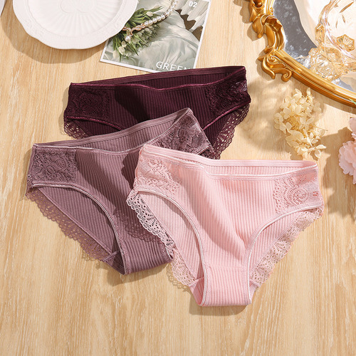 Bragas De Encaje Con Retazos De Algodón Para Mujer, 9 Unidad
