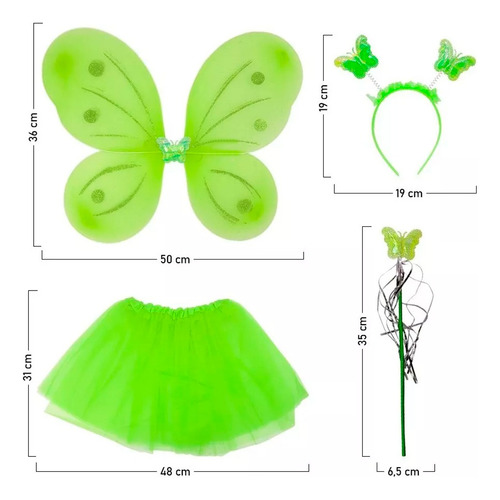 Disfraz Mariposa Alas + Tutú Falda Diadema Varita Niñas Halloween