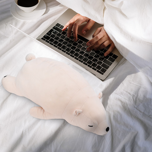 Almohada De Peluche Con Forma De Oso Polar, 35 Cm, Color Bla