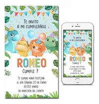 Comprar Tarjetas Invitaciones Digitales Personalizadas Dinosaurios