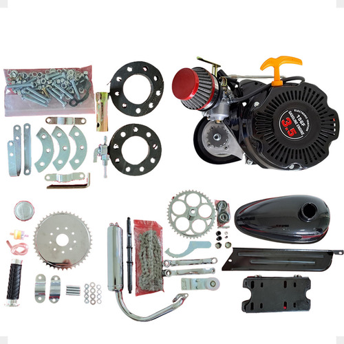 Kit completo de motor de bicicleta motorizada a 4 tempos 100 cc GTS 156F 3,5HP preto
