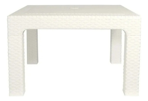 Mesa Ratona Plastica Más Que Sillas Simil Rattan 70 X 70 Diseño Alejo Color Blanco