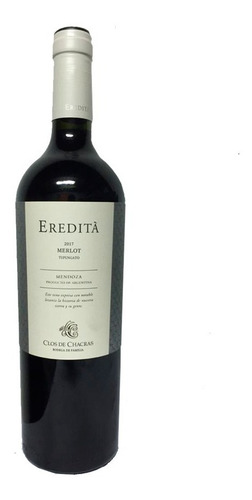 Vino Tinto Merlot . Eredita Clos De Chacras Mendoza