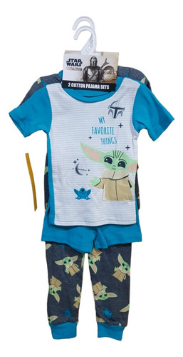Set De 2 Pijamas Para Niños, 4 Piezas Baby Yoda Star Wars